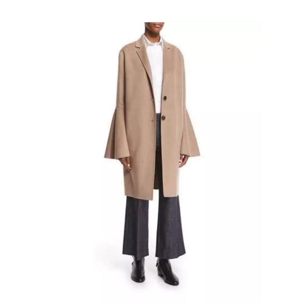 Derek Lam Camel Bell Sleeve Wool Long Coat Jacket Sz 44 Italian /US 8 Designer